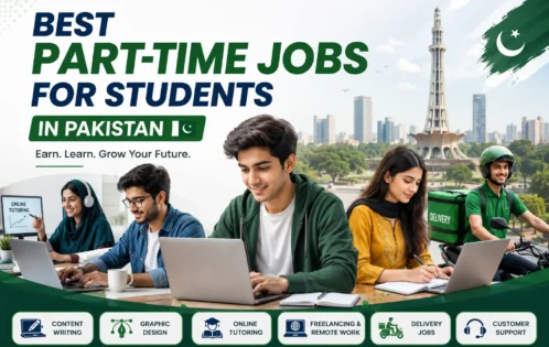 Best Part-Time Jobs for Students in Pakistan including freelancing, online tutoring, content writing, graphic design, and delivery jobs