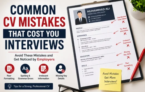 Professional CV highlighting common resume mistakes such as poor formatting, grammar errors, irrelevant information, and missing skills that can cost job interviews.