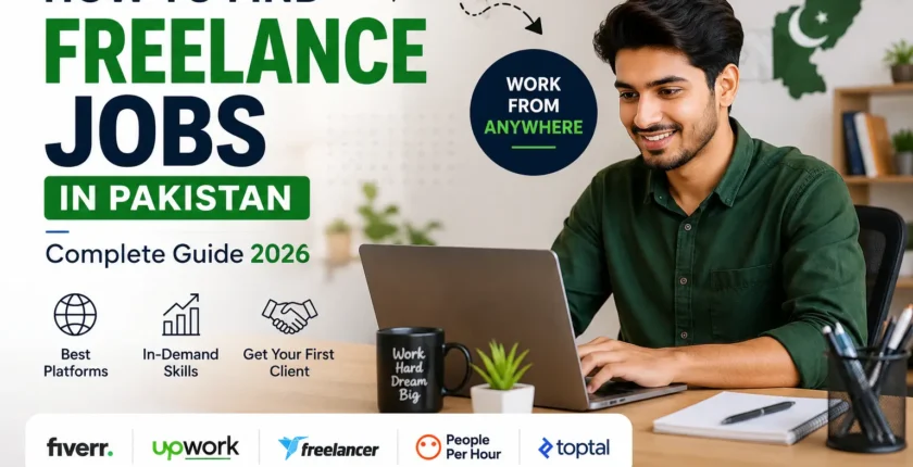 How to Find Freelance Jobs in Pakistan – Complete Guide 2026 featuring popular freelancing platforms and remote work opportunities