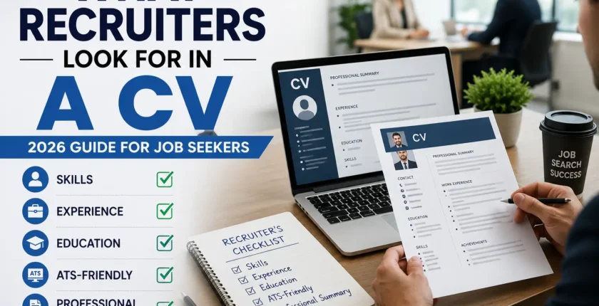 Recruiter reviewing a professional CV with an ATS checklist to evaluate job candidates in 2026.